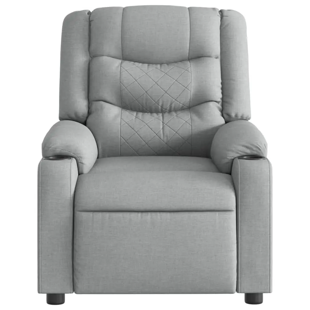 Massage Recliner Chair Grey Fabric Manual Recline Vibration Armchair Lounge