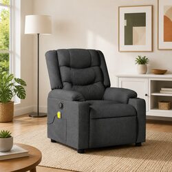Concise Grey Fabric Recliner Chair with Massage