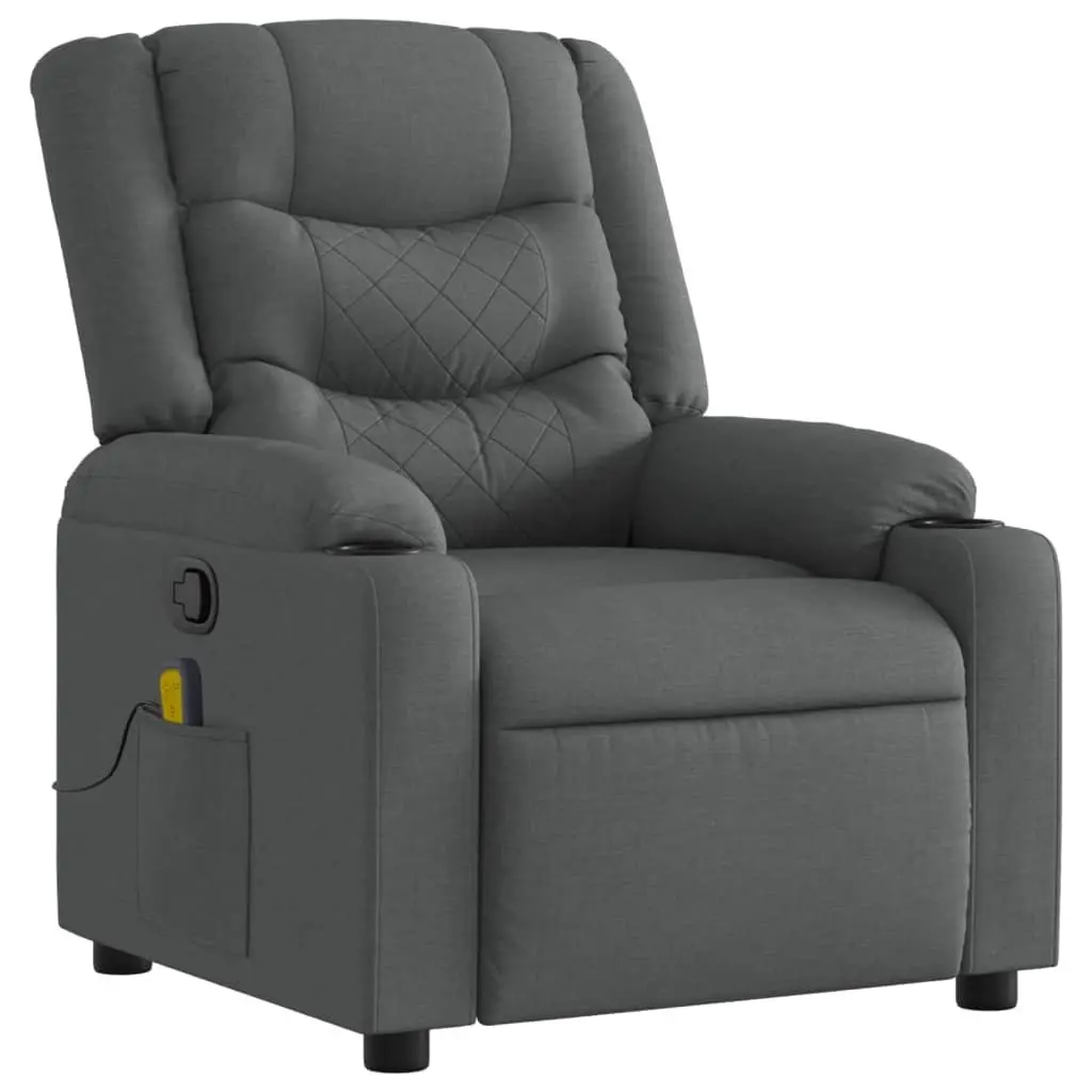 Massage Recliner Chair Grey Fabric Manual Reclining with Vibration Massage 6 Points