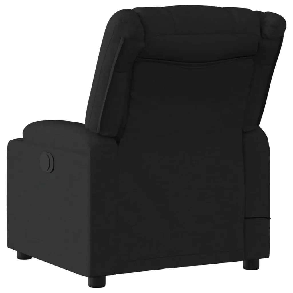 Manual Recliner Massage Chair Black Fabric Adjustable 135 Degrees Vibration Armchair
