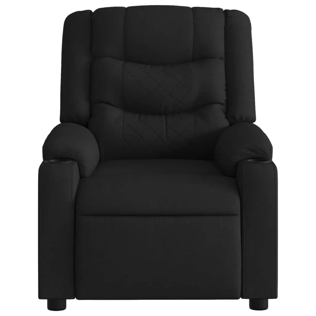 Manual Recliner Massage Chair Black Fabric Adjustable 135 Degrees Vibration Armchair