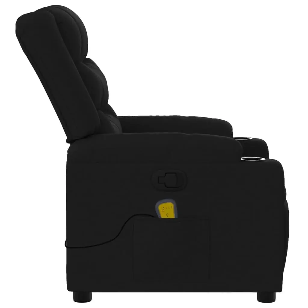 Manual Recliner Massage Chair Black Fabric Adjustable 135 Degrees Vibration Armchair
