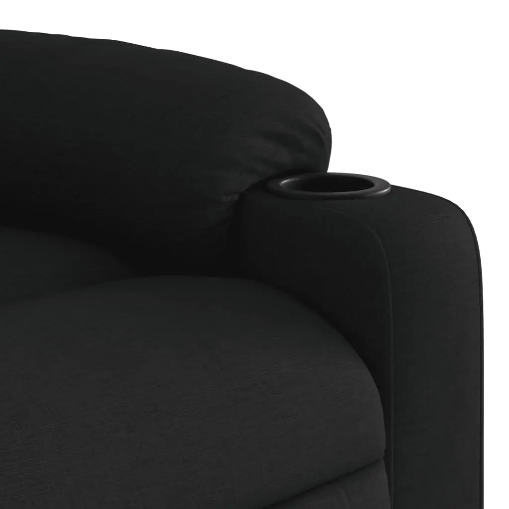 Manual Recliner Massage Chair Black Fabric Adjustable 135 Degrees Vibration Armchair