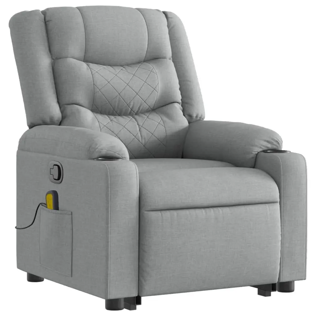 Stand Up Massage Recliner Chair Grey Fabric Power Lift Function Manual Recline