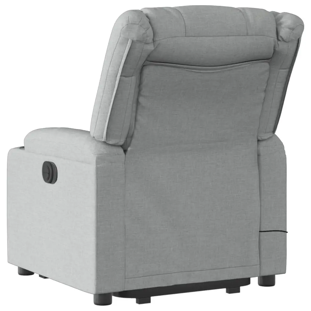 Stand Up Massage Recliner Chair Grey Fabric Power Lift Function Manual Recline