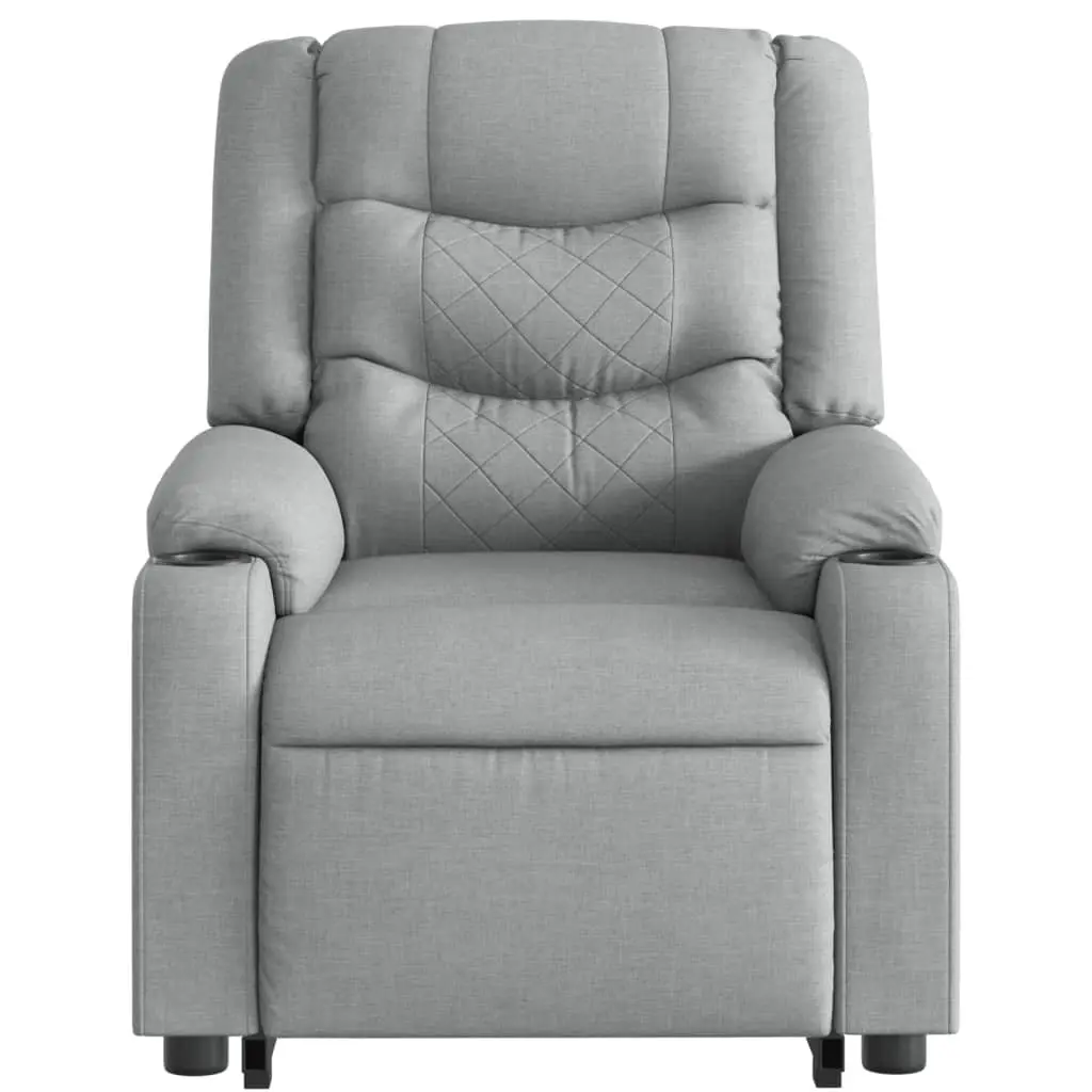 Stand Up Massage Recliner Chair Grey Fabric Power Lift Function Manual Recline