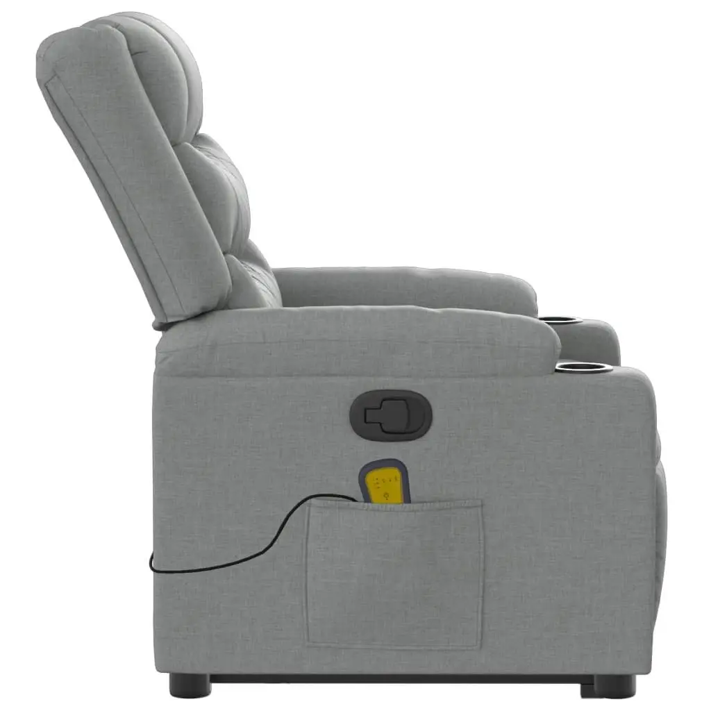 Stand Up Massage Recliner Chair Grey Fabric Power Lift Function Manual Recline