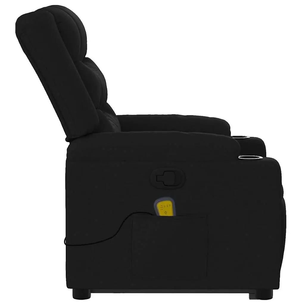 Stand Up Massage Recliner Chair Black Fabric Electric Power Lift Recline