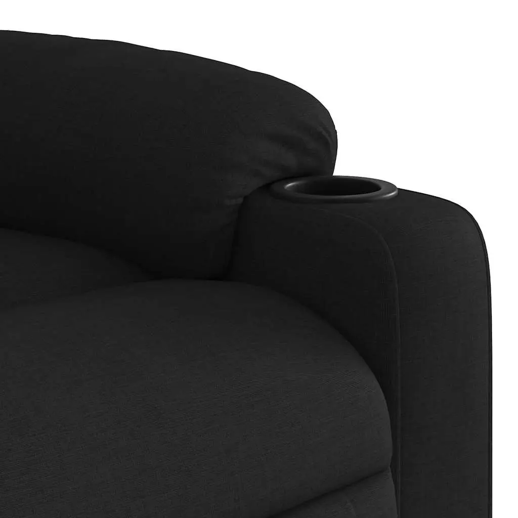 Stand Up Massage Recliner Chair Black Fabric Electric Power Lift Recline