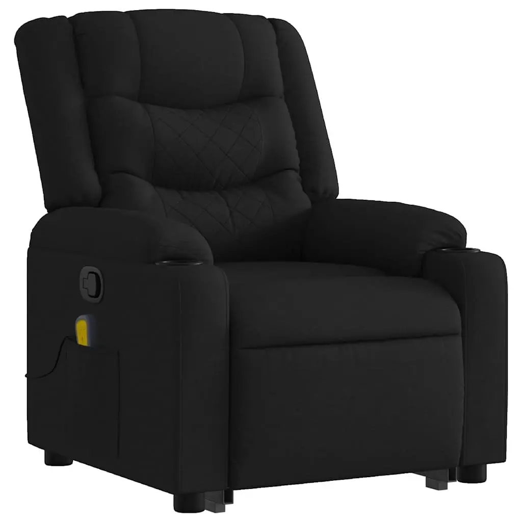 Stand Up Massage Recliner Chair Black Fabric Electric Power Lift Recline