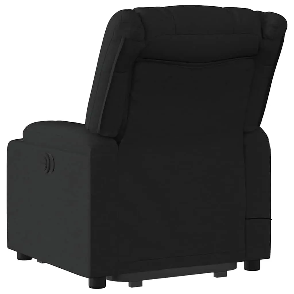 Stand Up Massage Recliner Chair Black Fabric Electric Power Lift Recline