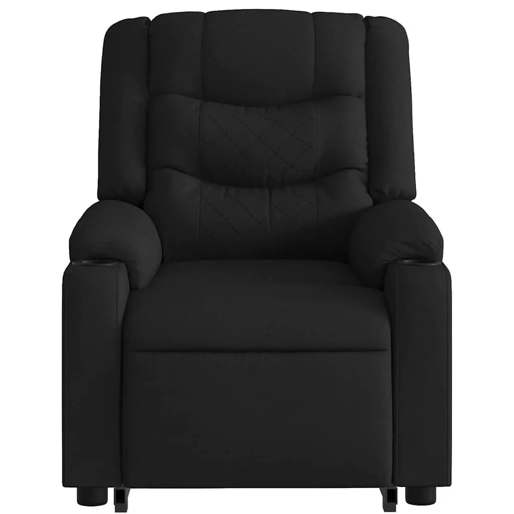 Stand Up Massage Recliner Chair Black Fabric Electric Power Lift Recline