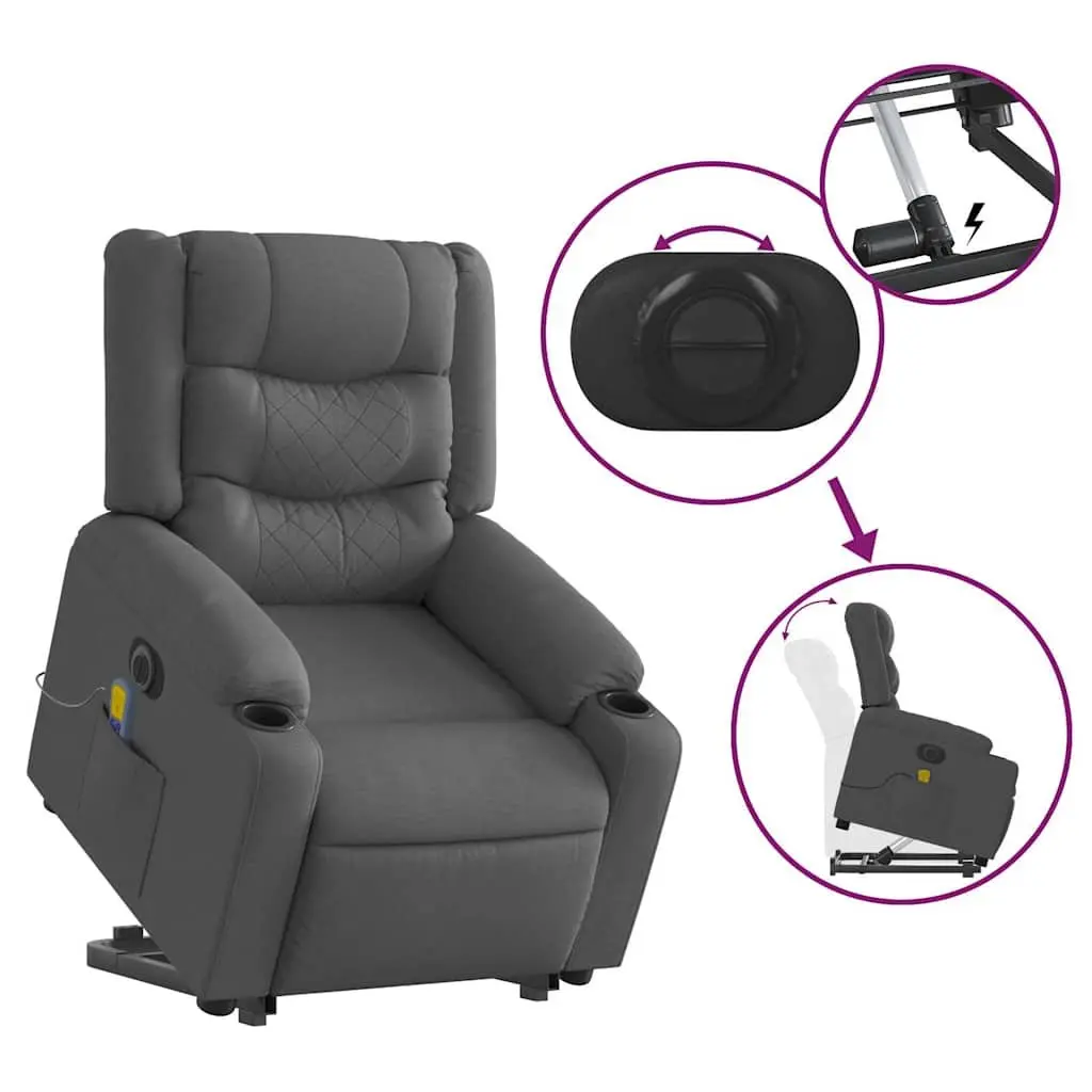 Electric Massage Chair Grey Fabric Power Lift Recliner for Elderly Comfort