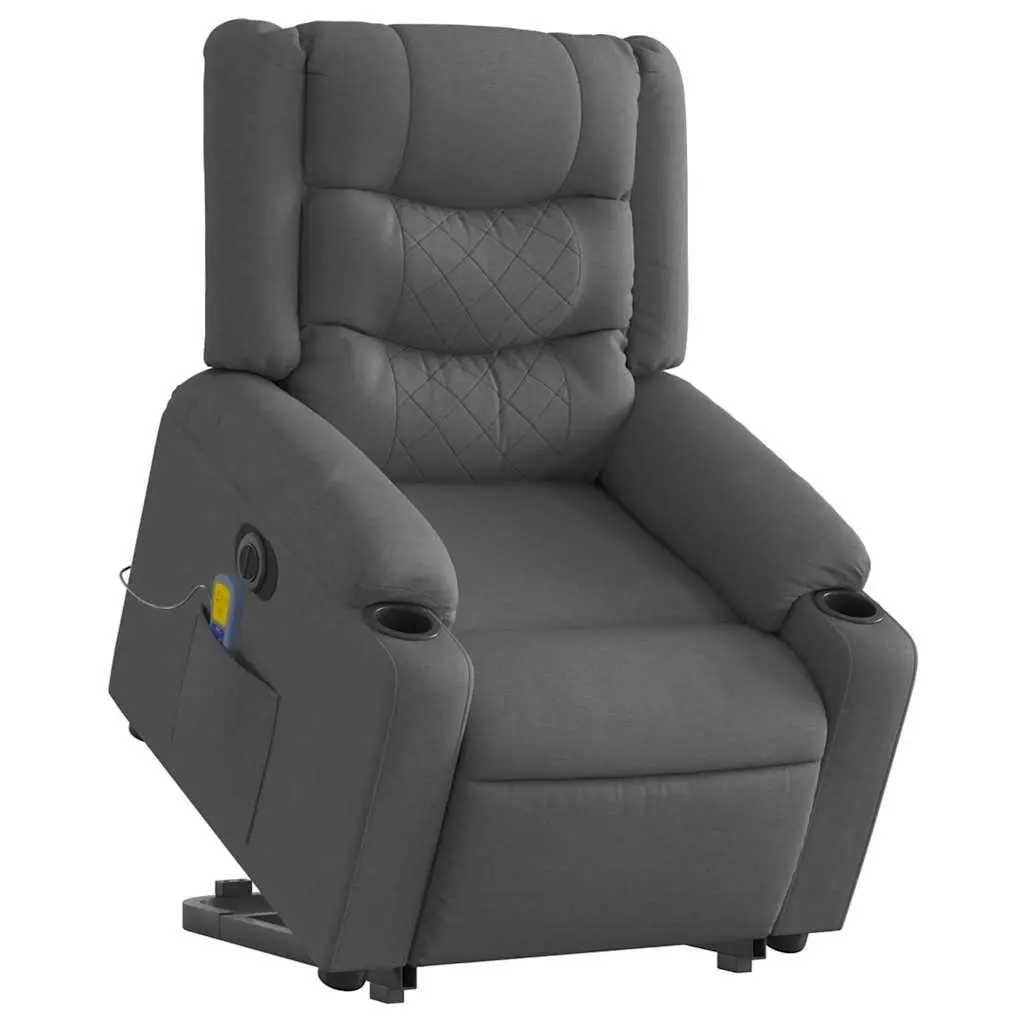 Electric Massage Chair Grey Fabric Power Lift Recliner for Elderly Comfort