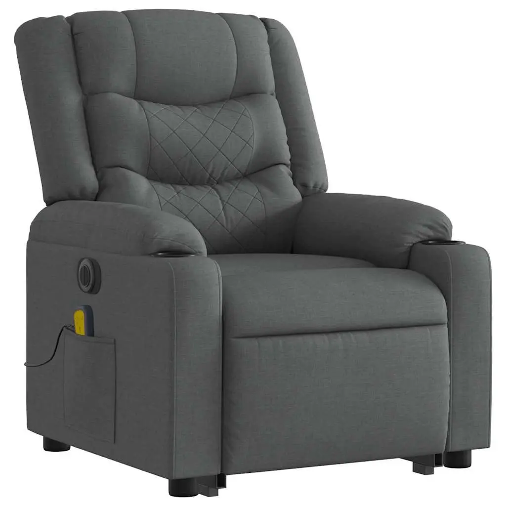 Electric Massage Chair Grey Fabric Power Lift Recliner for Elderly Comfort