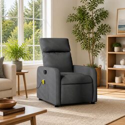 Grey Fabric Recliner Chair with Vibration Massage