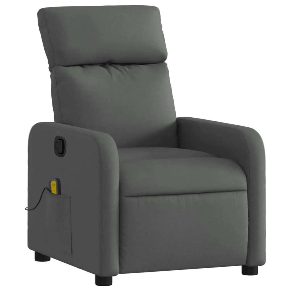 Recliner Chair Grey Fabric Manual Tilt Vibration Massage Armchair for Home Relaxation
