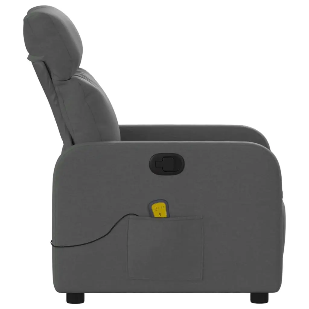 Recliner Chair Grey Fabric Manual Tilt Vibration Massage Armchair for Home Relaxation