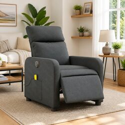 Compact Grey Electric Massage Recliner with Functionality