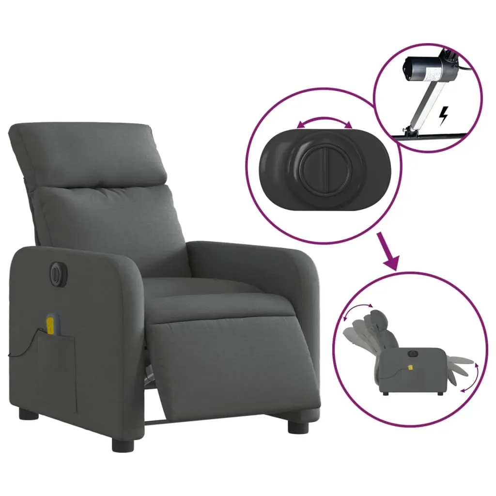 Grey Electric Massage Recliner with Functionality