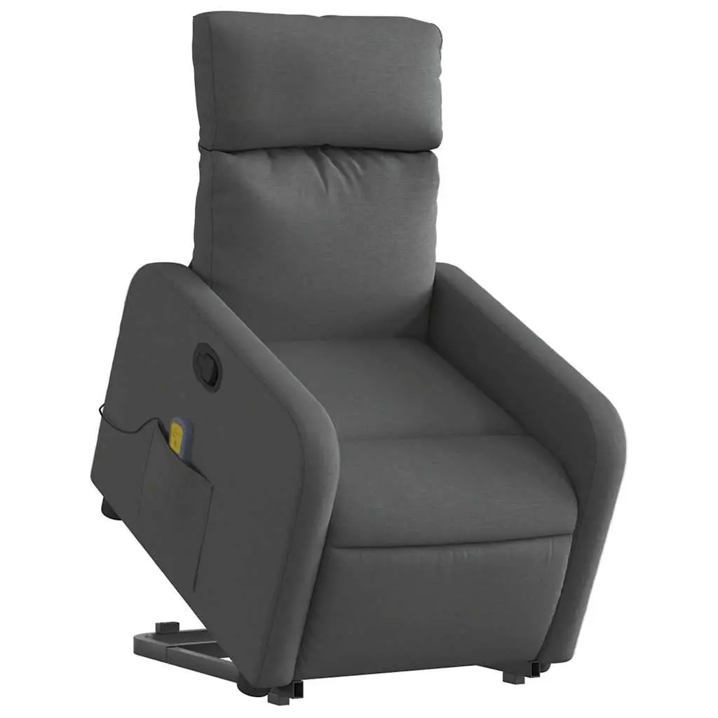 Massage Recliner Chair with Power Lift Stand Up Function Grey Fabric Armchair