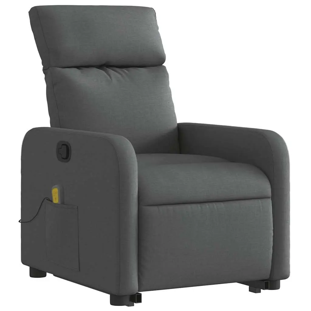 Massage Recliner Chair with Power Lift Stand Up Function Grey Fabric Armchair