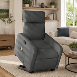Electric Stand Up Massage Recliner Chair Grey Fabric Lift Power Recline Armchair