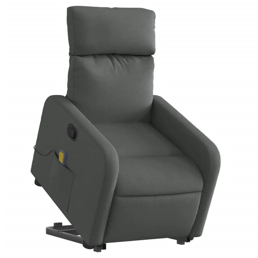 Electric Massage Recliner Chair Grey Fabric Power Lift Electric Recline Vibration Massage