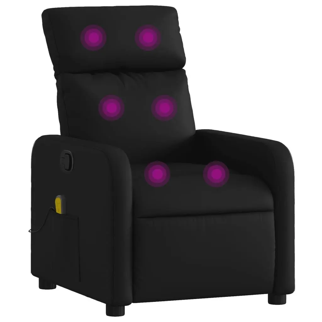 Massage Chair Manual Reclining Black Faux Leather 135 Degrees 6 Massage Points