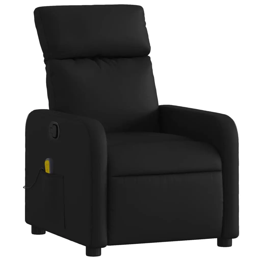 Massage Chair Manual Reclining Black Faux Leather 135 Degrees 6 Massage Points