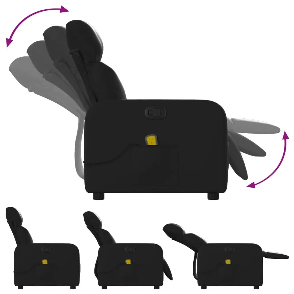 Massage Chair Manual Reclining Black Faux Leather 135 Degrees 6 Massage Points