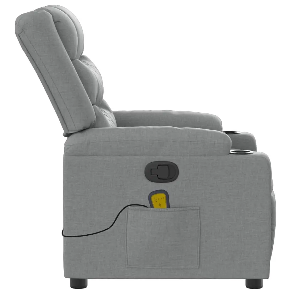 Massage Recliner Chair Grey Fabric Manual Reclining Vibration Massage