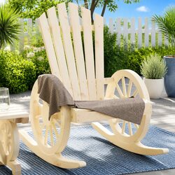 Rocking Adirondack Chair Set 2 pcs Solid Wood Fir Garden Outdoor Seating