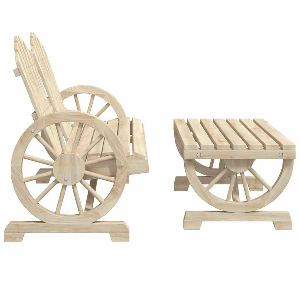 4 Piece Garden Lounge Set Brown Adirondack Style Solid Fir Wood Outdoor