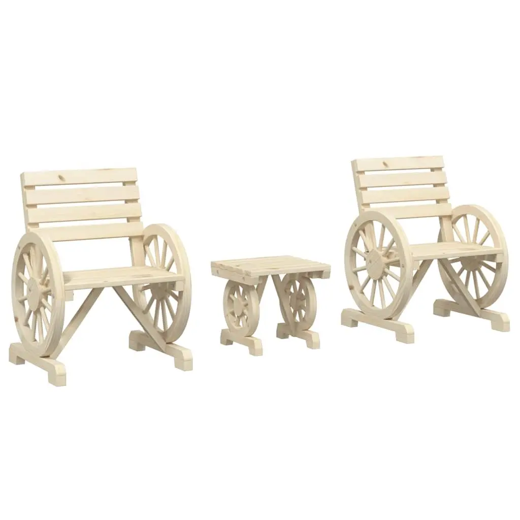 3 Piece Garden Lounge Set Adirondack Chair Coffee Table Outdoor Furniture Brown