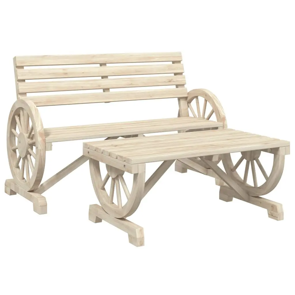 4 Piece Garden Lounge Set Brown Adirondack Style Solid Fir Wood Construction