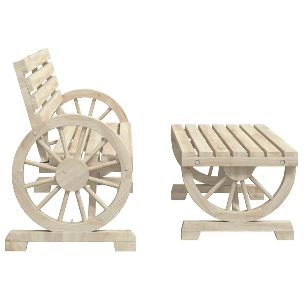 4 Piece Garden Lounge Set Brown Adirondack Style Solid Fir Wood Construction
