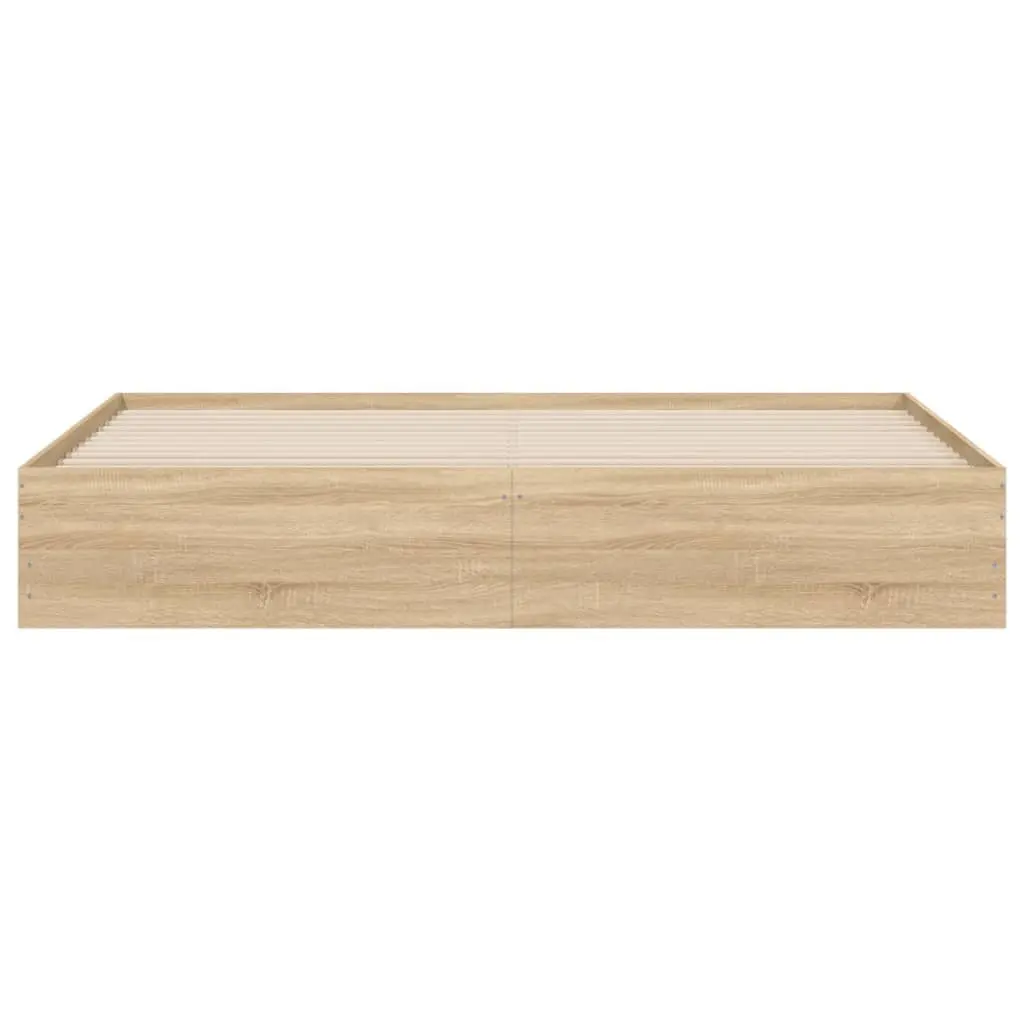 King Bed Frame Sonoma Oak Brown 183x203cm with Storage Drawers Slatted Base