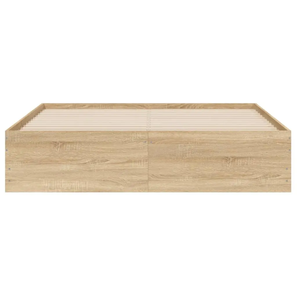 Bed Frame Brown 150x200cm Storage Drawers Slatted Base Engineered Wood