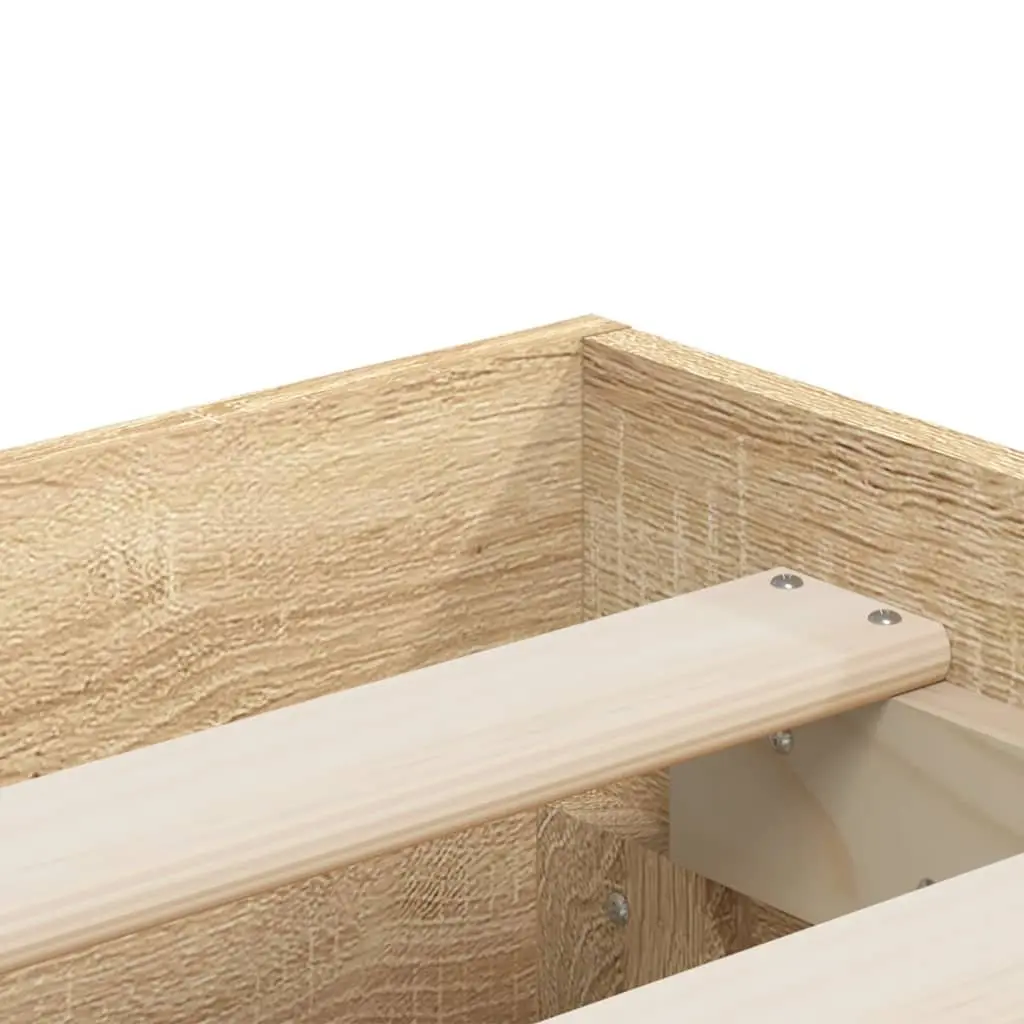 Bed Frame Brown 150x200cm Storage Drawers Slatted Base Engineered Wood