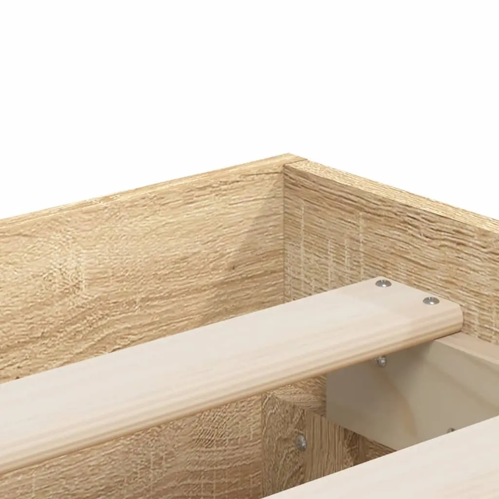 Bed Frame Brown 135x190cm Engineered Wood with Storage Drawers