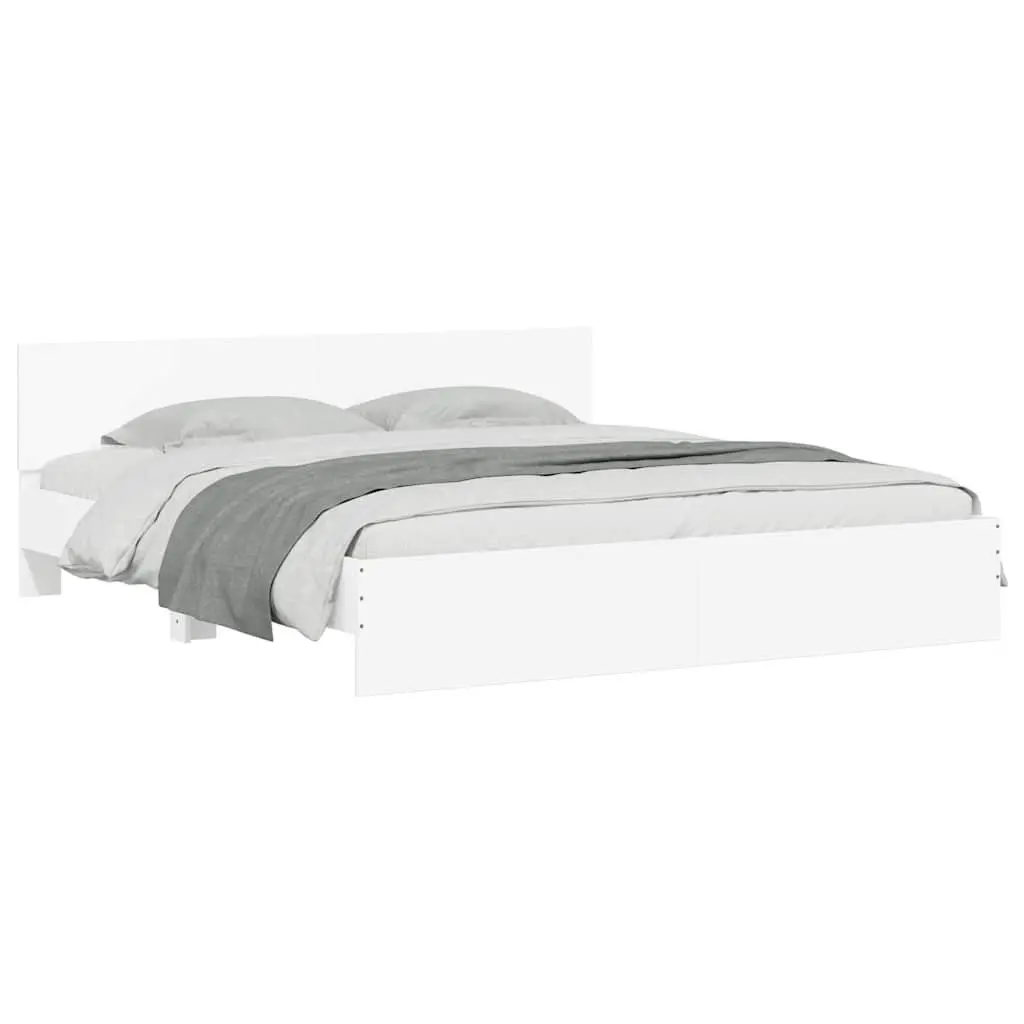 Bed Frame White 183x203 cm Slatted Base Headboard
