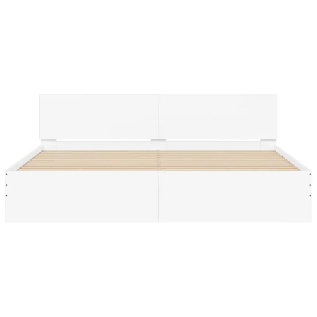 Bed Frame White 183x203 cm Slatted Base Headboard