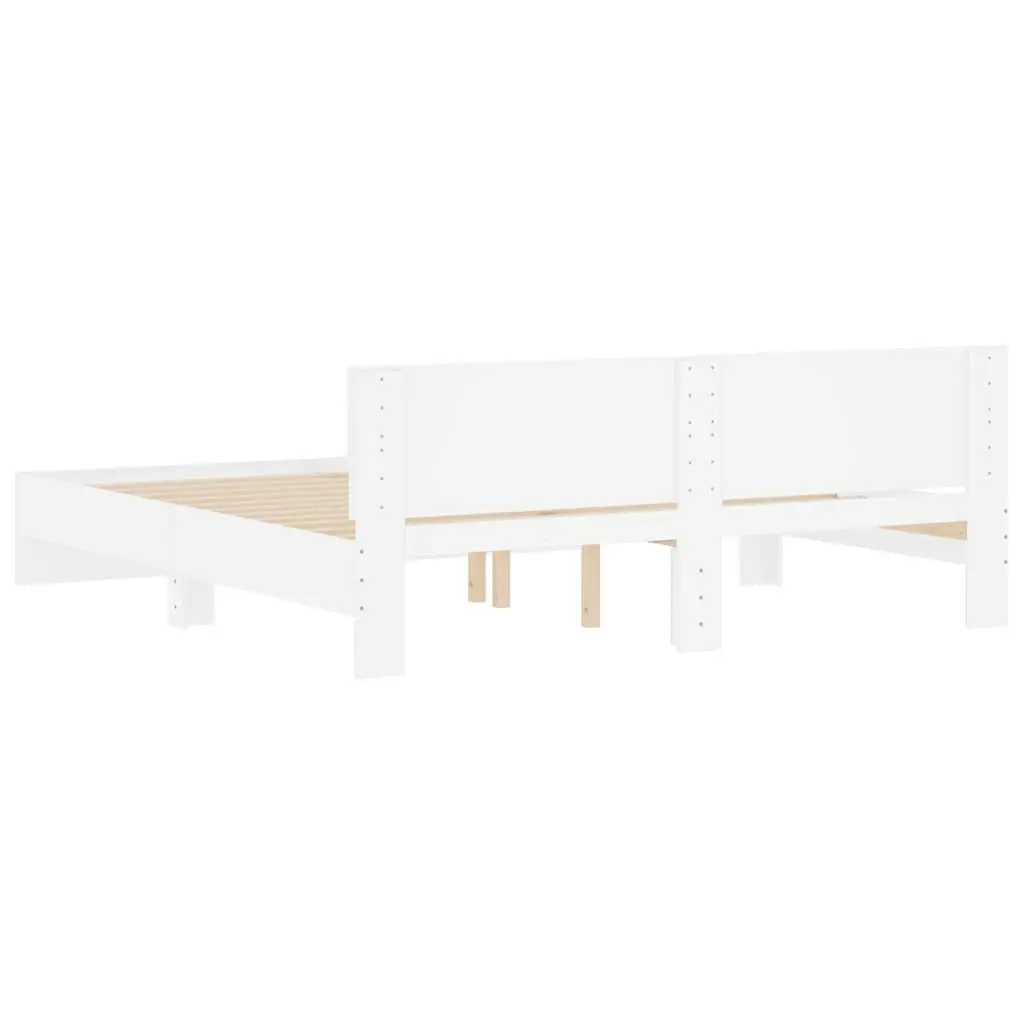 Bed Frame White 183x203 cm Slatted Base Headboard