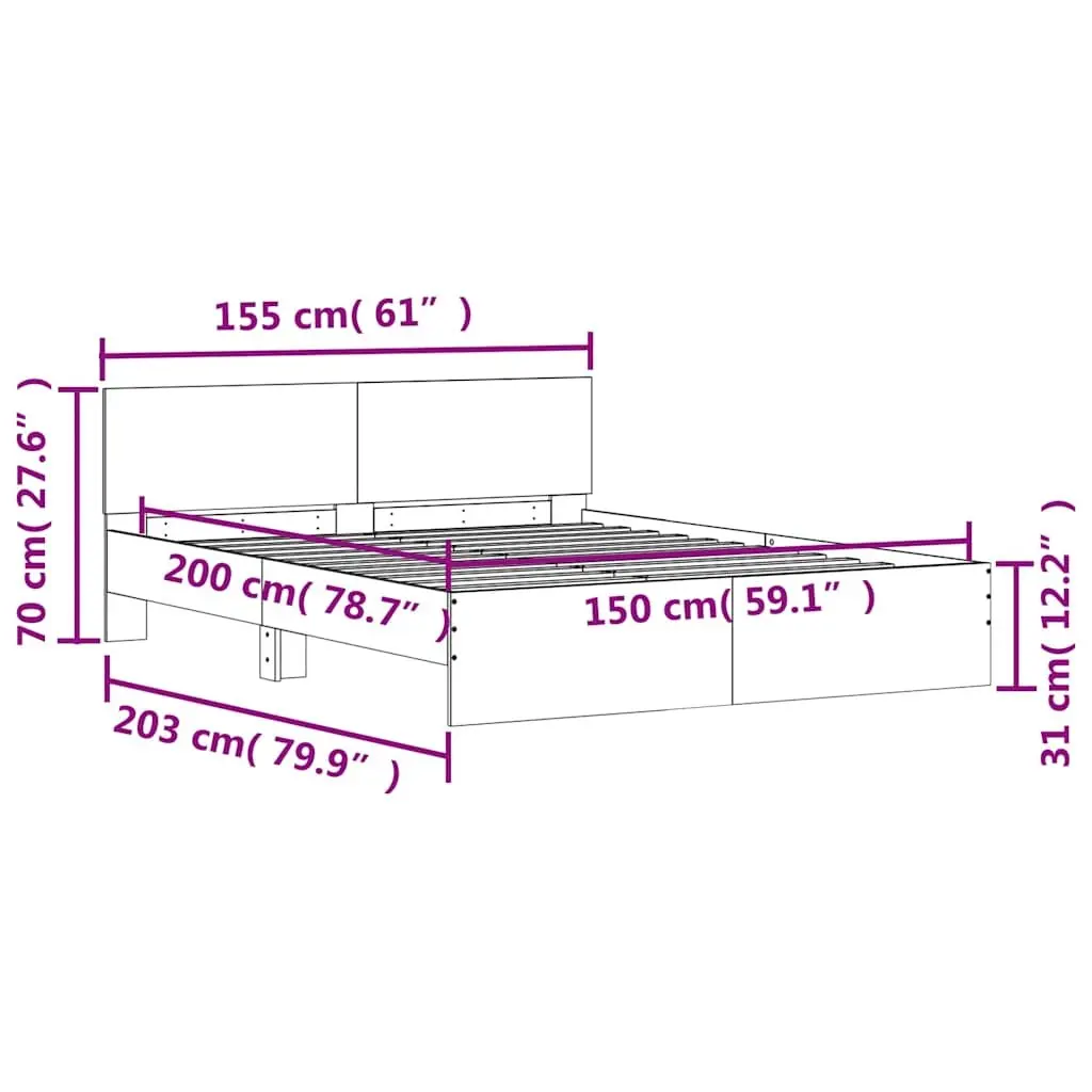 Bed Frame Brown 150x200 cm Slatted Base Support