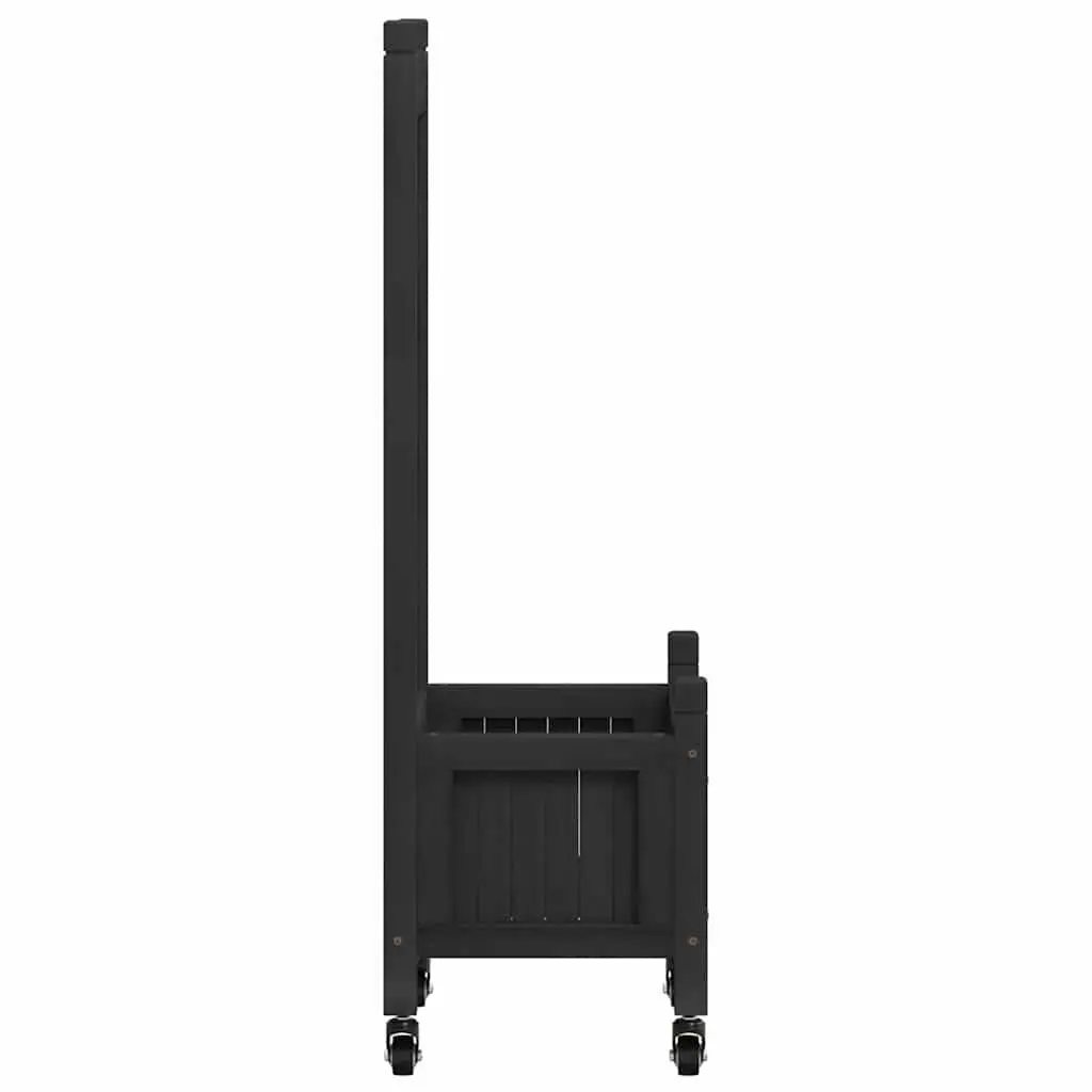 Wooden Planter Black with Trellis and Wheels for Climbing Plants