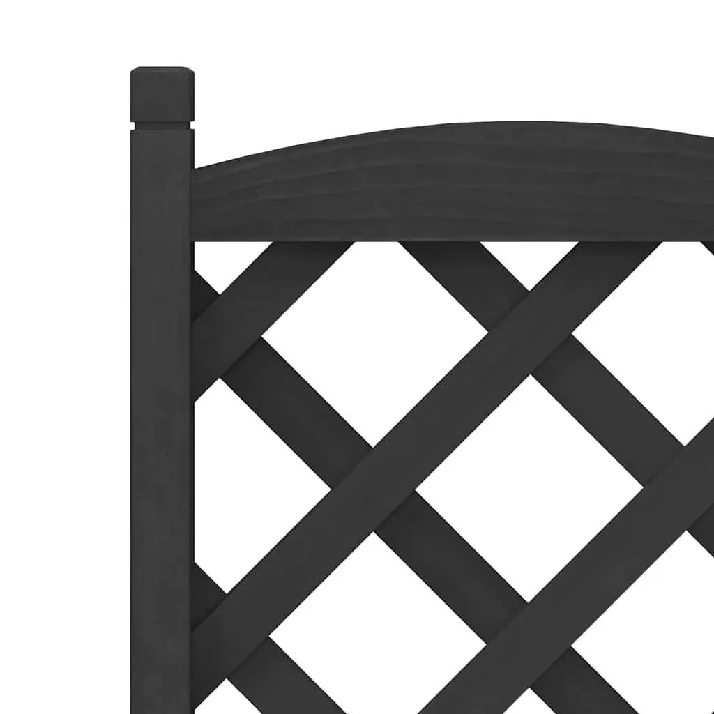 Wooden Planter Black with Trellis and Wheels for Climbing Plants