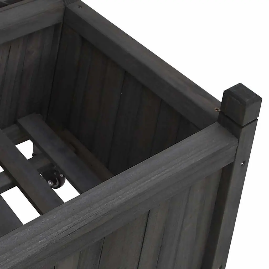 Wooden Planter Black with Trellis and Wheels for Climbing Plants