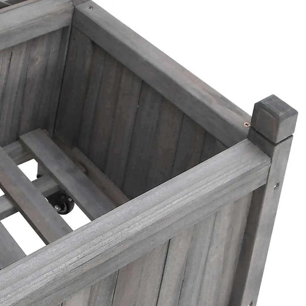 Wooden Planter Grey with Trellis Climbing Support and Wheels