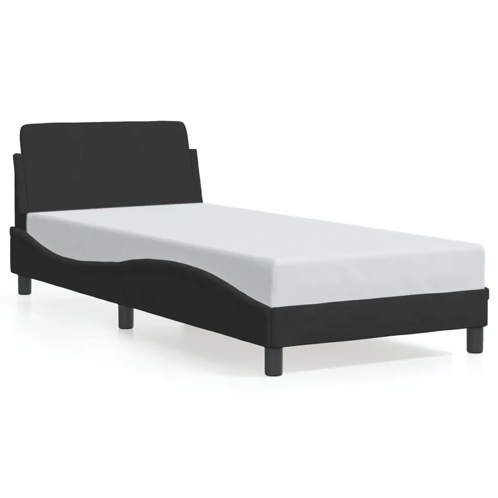 90x190 cm Bed Frame with Velvet Headboard